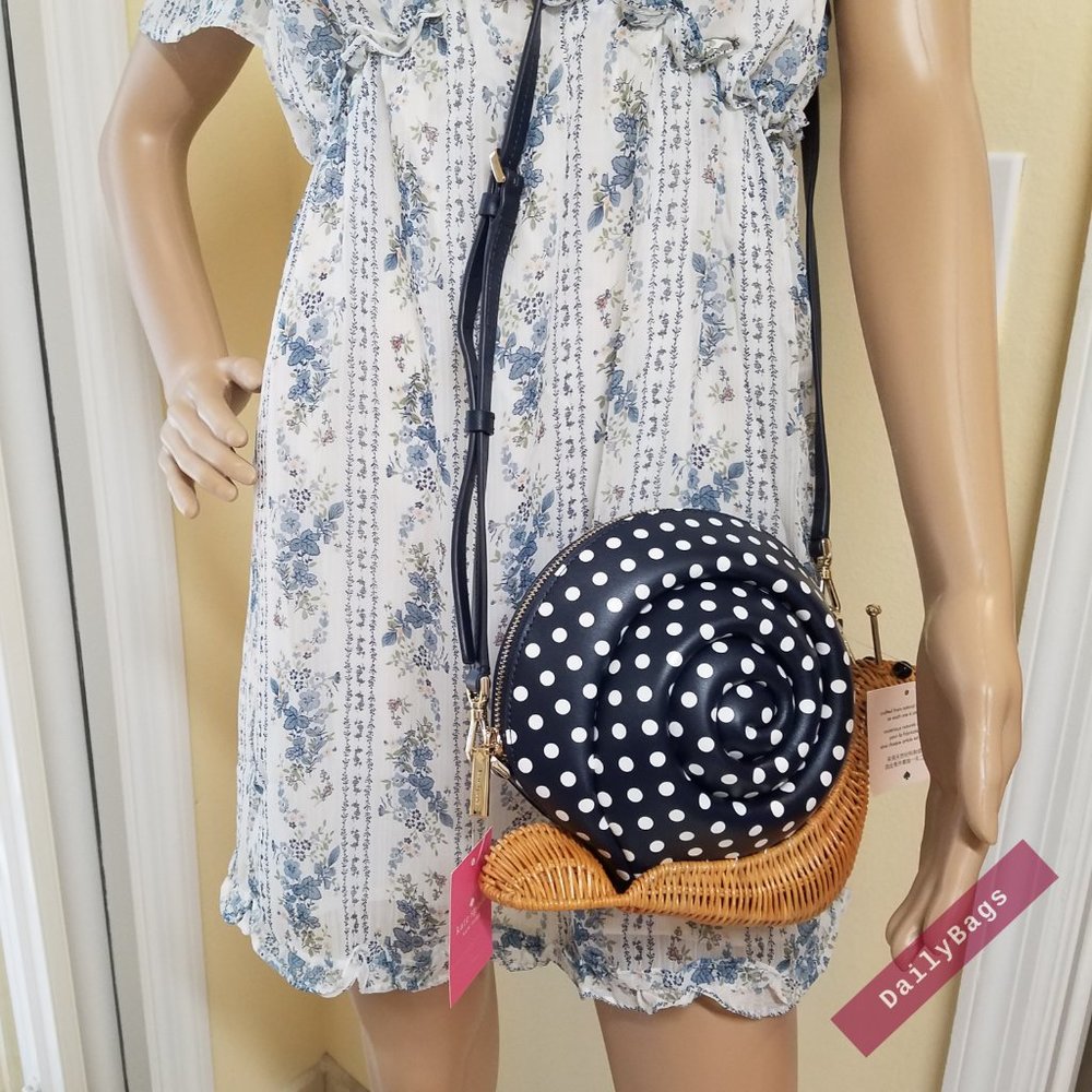 KATE SPADE SNAIL ENCHANTED BLUE CROSSBODY WHITE - Picture 13 of 13